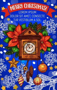 Noel ağacı ve Atatürk çiçeği tebrik kartı tasarımı