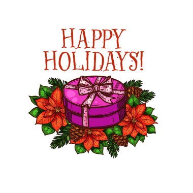 Neşeli Noel mutlu tatil hediye sketch vektör