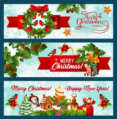 Noel ve yılbaşı banner çelenk ve şerit