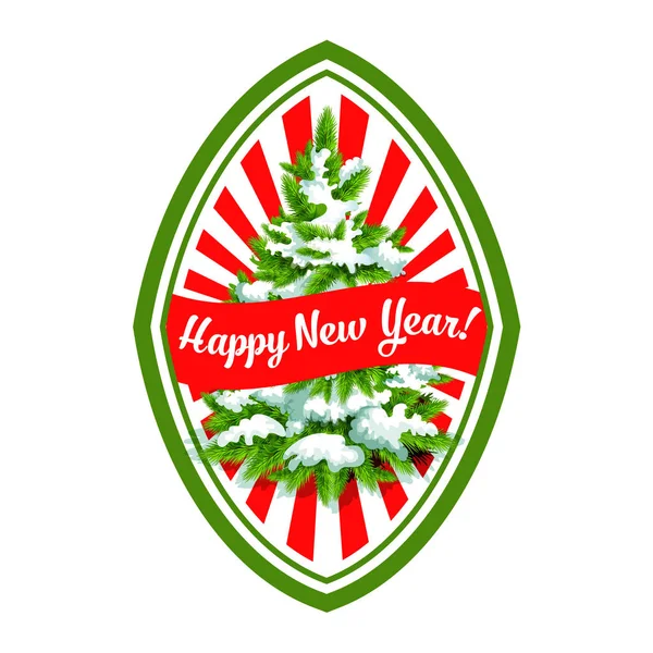 Happy New Year Christmas tree vector icon — Stock Vector