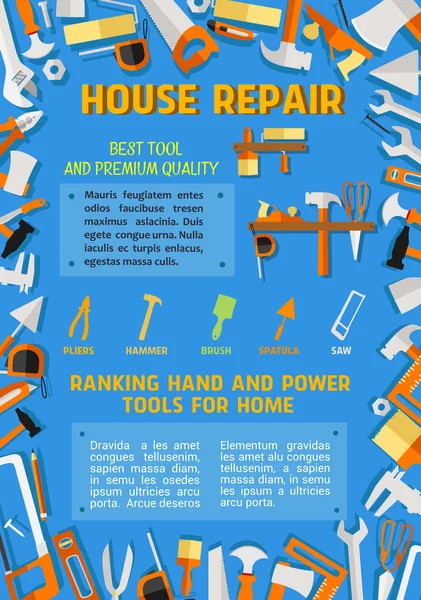 Vektor Poster von Haus Reparatur Handwerker Werkzeuge — Stockvektor