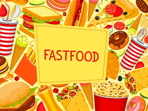 Fast food hamburger e sandwich menu vettoriale poster — Vettoriale Stock