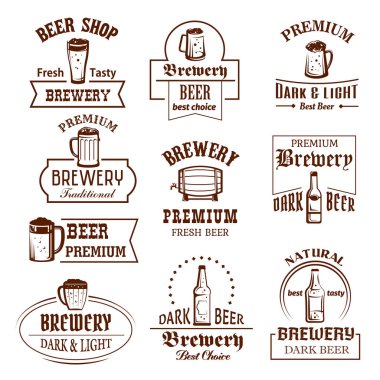 Bira brewery pub bar veya dükkan için Vector Icons set