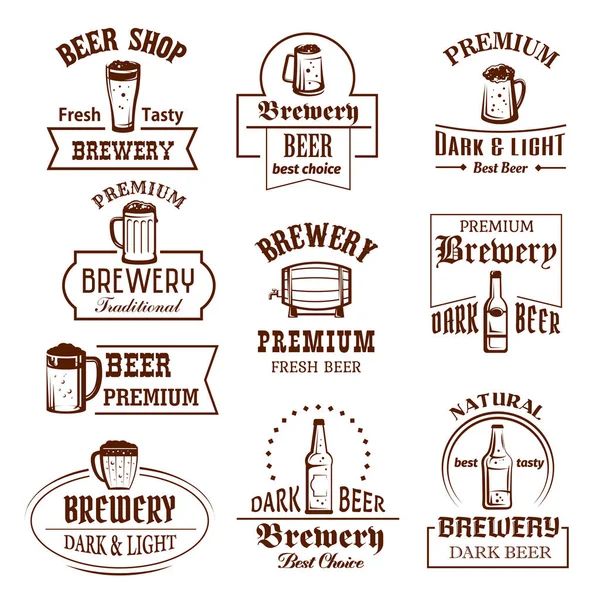 ビール醸造所のパブ バーやショップのベクトルのアイコンを設定します。 — ストックベクタ