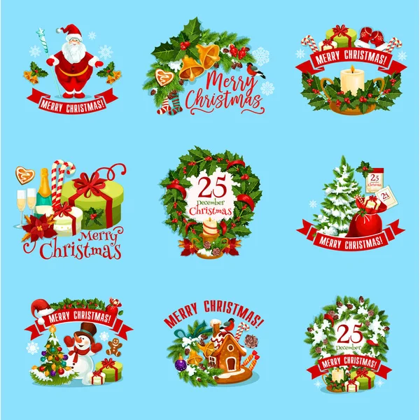 Різдвяна зимова святкова ікона для різдвяного дизайну — стоковий вектор