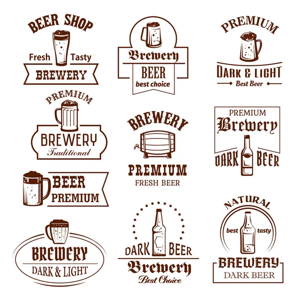 Vector icons set for beer brewery pub bar or shop Royalty Free Stock Illustrations