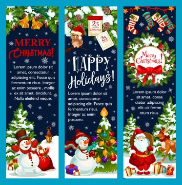 Mutlu Noeller, Noel Baba hediye vektör tebrik afiş