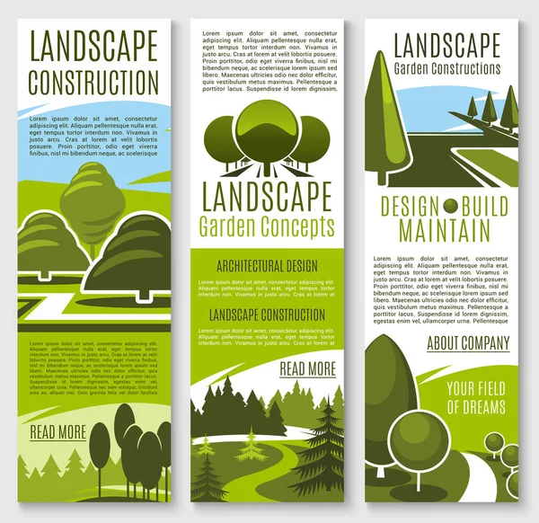 Banderas vectoriales para empresa de paisajismo natural — Archivo Imágenes Vectoriales