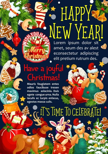 Різдво Новий рік вектор Подарункова листівка Санта — стоковий вектор