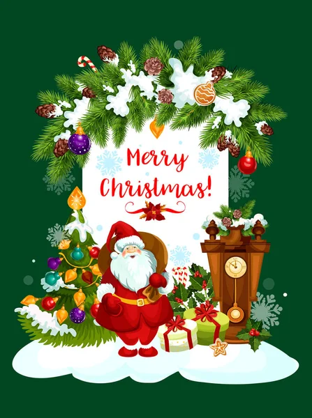 Merry Christmas Santa gifts vector greeting card — Stock Vector