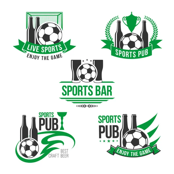 Ícones vetoriais para futebol ou bar de esportes de futebol — Vetor de Stock