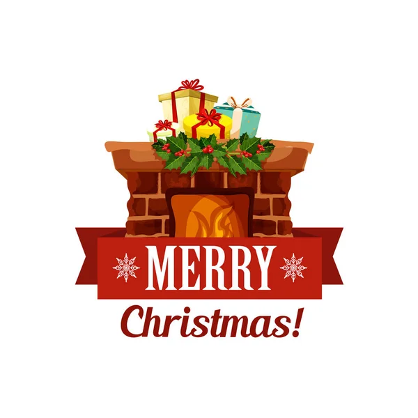 Feliz Navidad vector de felicitación tarjeta icono — Vector de stock