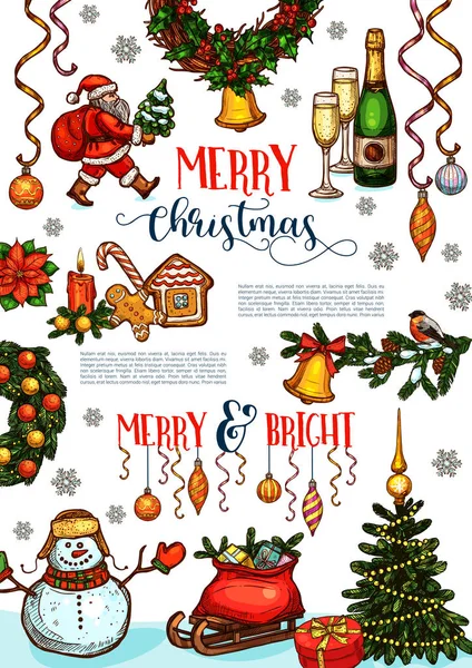 Χριστουγεννιάτικες διακοπές γιορτή αφίσα πρότυπο — Διανυσματικό Αρχείο