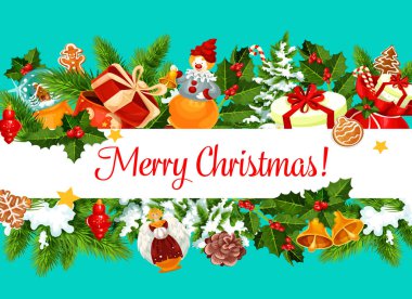 Neşeli Noel vektör hediyeler tebrik kartı