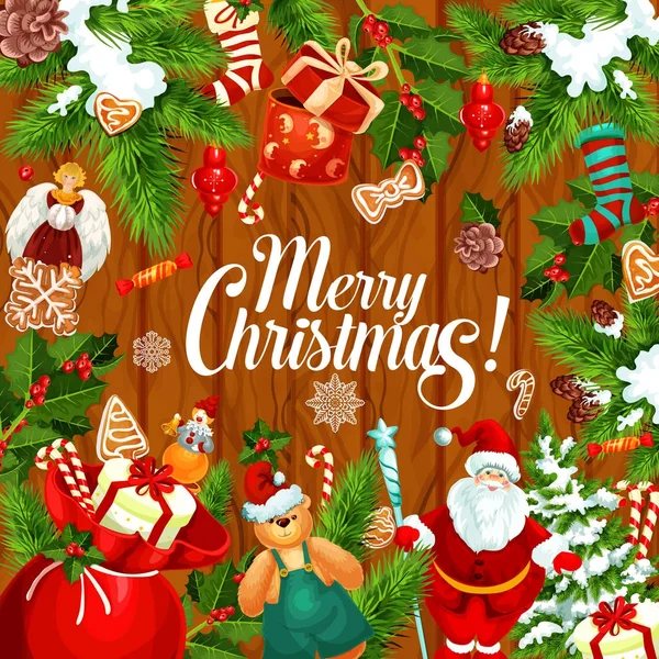 Merry Christmas holidays vector greeting card — Stock Vector
