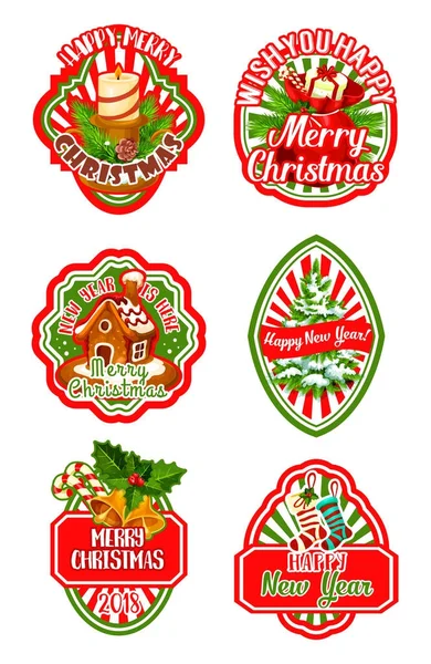 Badge di Natale per il design delle vacanze invernali di Capodanno — Vettoriale Stock