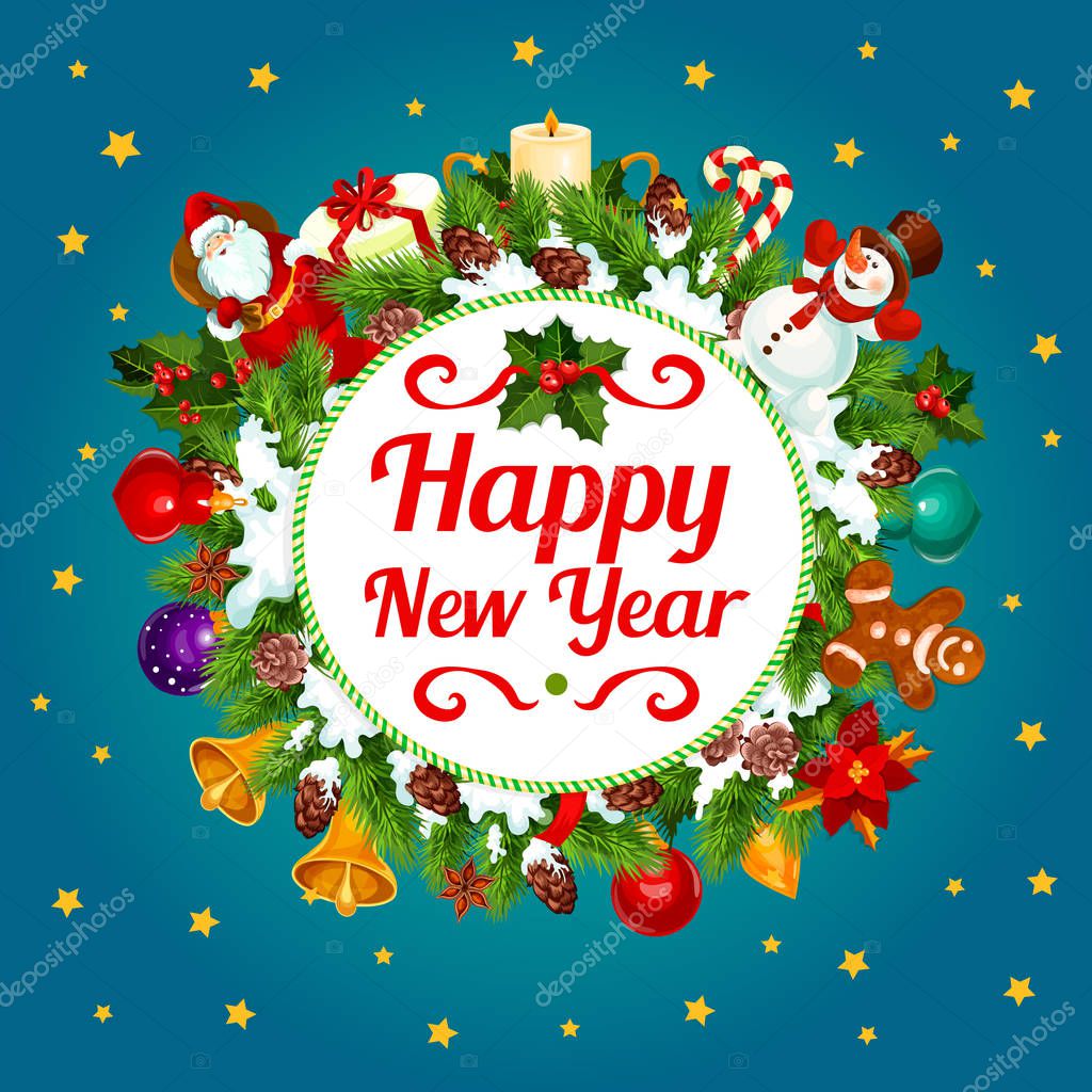 Happy New Year decoration vector greeting card