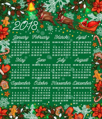 Neşeli Noel sketch vektör 2018 takvim