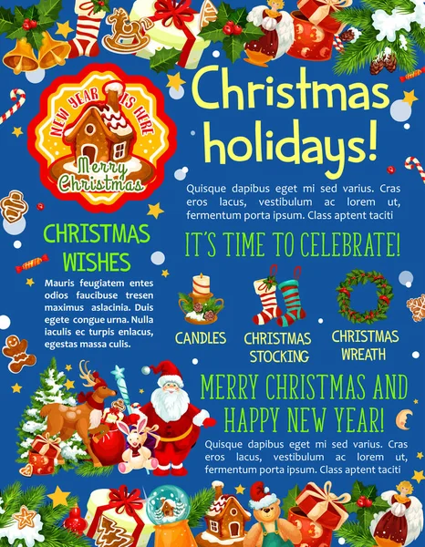 Χριστούγεννα και νέο έτος διακοπές banner πρότυπο — Διανυσματικό Αρχείο