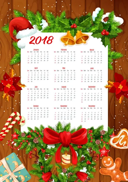 Holiday Julkalender på trä bakgrund — Stock vektor