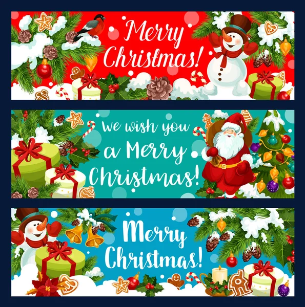 Merry Christmas Santa holiday gåvor vektor banners — Stock vektor