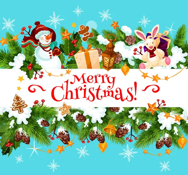 Merry Christmas holiday vector greeting card — Stock Vector