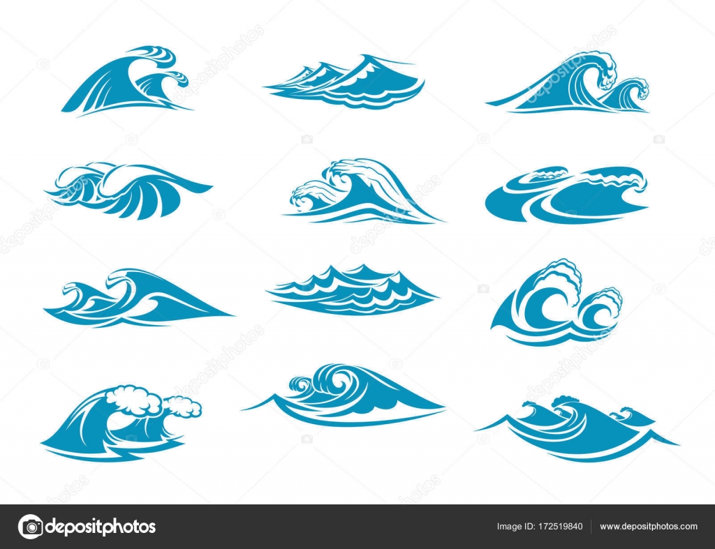 Vector icons of ocen water wave blue splash Stock Vector Image by  ©Seamartini #172519840