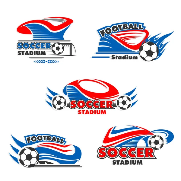Vektorové ikony fotbal nebo fotbalové stadionu arena — Stockový vektor