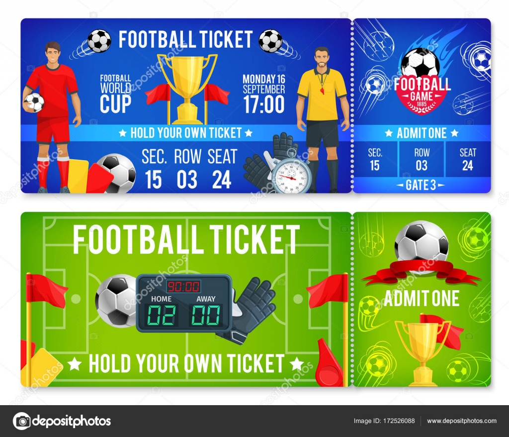 Vector tickets template for soccer football cup Stock Vector by ©Seamartini  172526088
