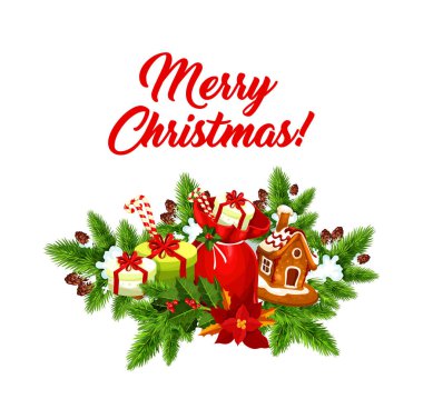 Noel kutlama hediyeleri tebrik simge vektör