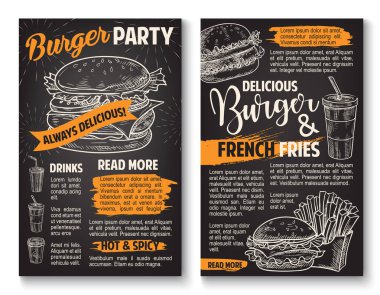 Vektör çizimi burger fast food Restoran posterler