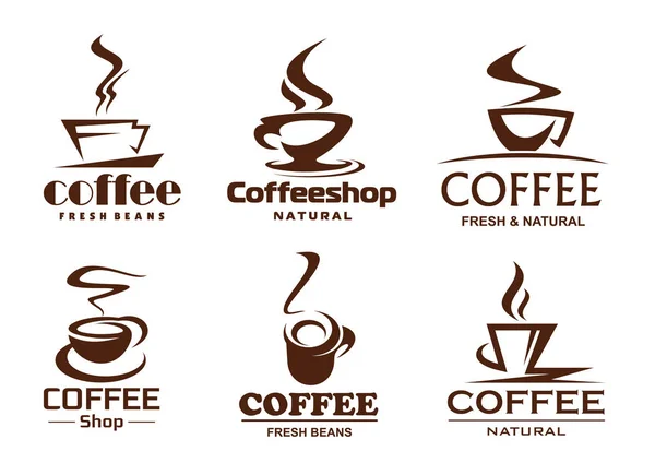Vettoriale icone tazze di caffè per caffè caffetteria — Vettoriale Stock