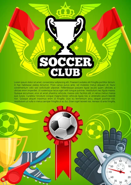 Afiche de premio vectorial para copa de campeonato de fútbol — Vector de stock