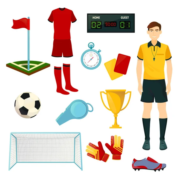 Icônes vectorielles pour le football ou le sport de football jeu — Image vectorielle