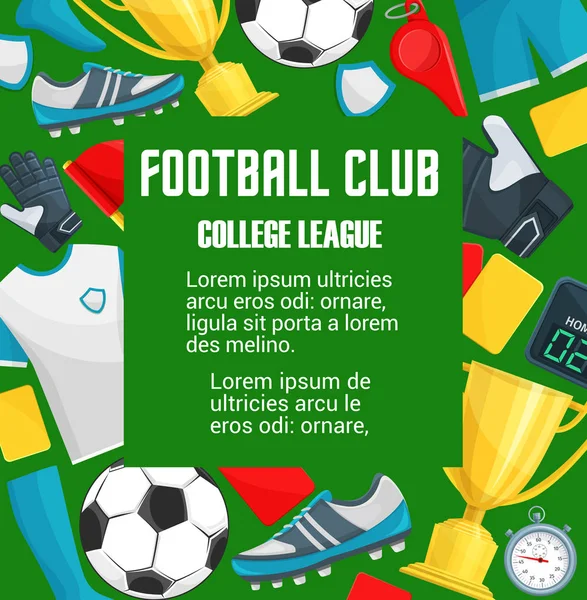 Cartaz vetorial para clube de futebol universitário — Vetor de Stock