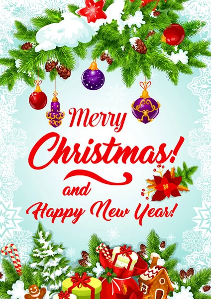 Guirnalda de árbol de Navidad para la tarjeta de felicitación de Año Nuevo — Archivo Imágenes Vectoriales