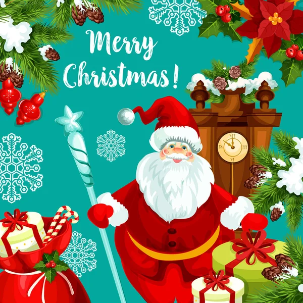 Santa blahopřání na Vánoce a nový rok — Stockový vektor