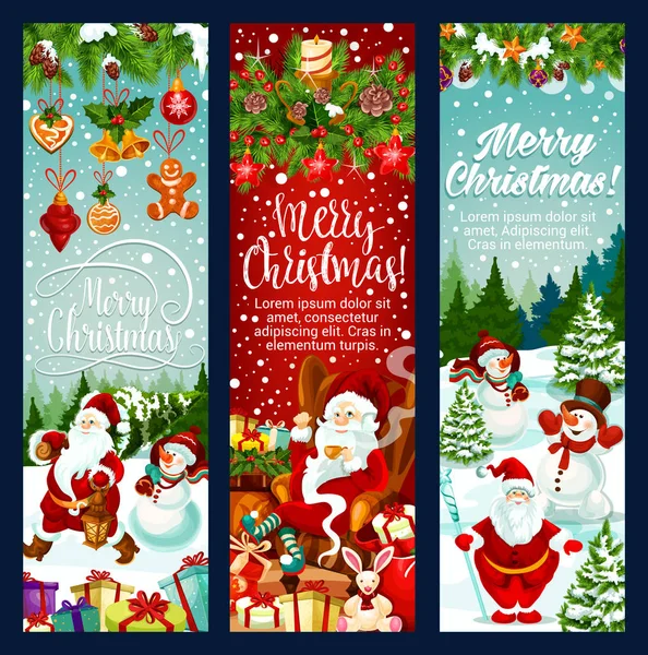 Banner de Navidad con personajes navideños de Año Nuevo — Vector de stock