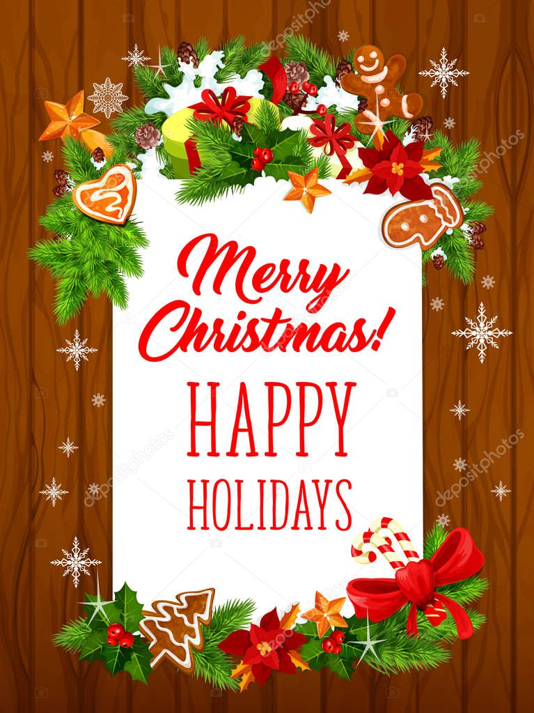 Merry Christmas holiday vector greeting card