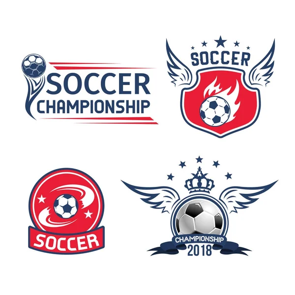 足球运动游戏或足球锦标赛会徽 — 图库矢量图片