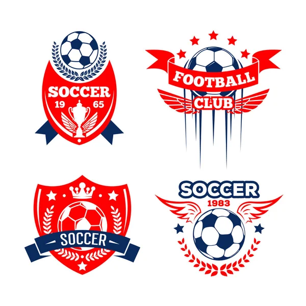 Club de fútbol deportivo del juego de fútbol conjunto de insignias — Vector de stock