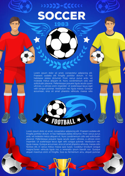Soccer sport game banner for football club or team