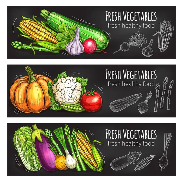 Banner de pizarra de verduras y frijoles, diseño de alimentos — Vector de stock