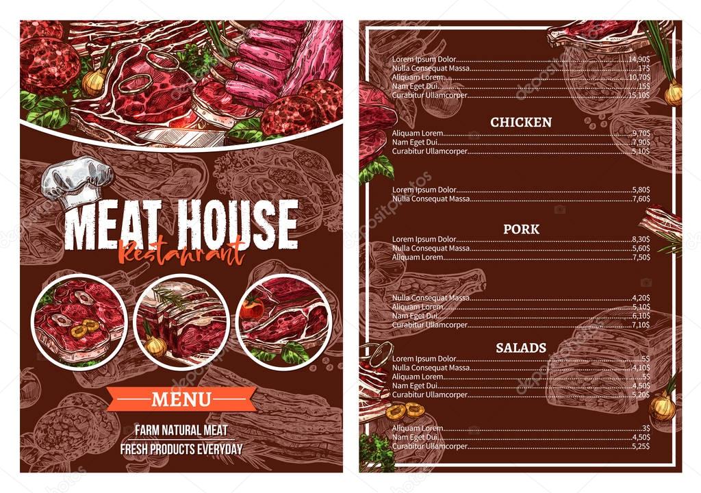 Restoran broşür tasarımı için barbekü et menüsü — Stok Vektör