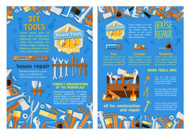 İş takım ev onarım, inşaat poster için ayarla