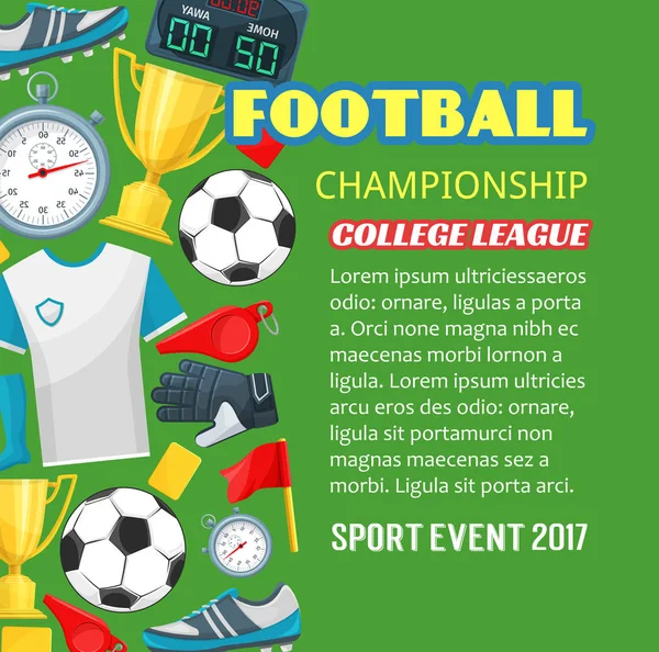 Fotbalové mistrovství plakát fotbal sportovní hry — Stockový vektor
