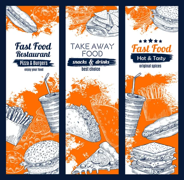 Шаблоны: Векторные постеры ресторанов быстрого питания — стоковый вектор