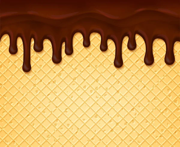 Affiche vectorielle gaufre et éclaboussure de chocolat — Image vectorielle