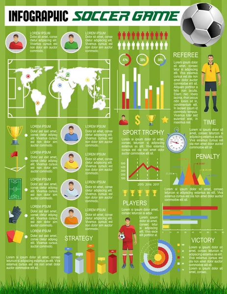 Infográficos vetoriais futebol futebol esporte jogo —  Vetores de Stock