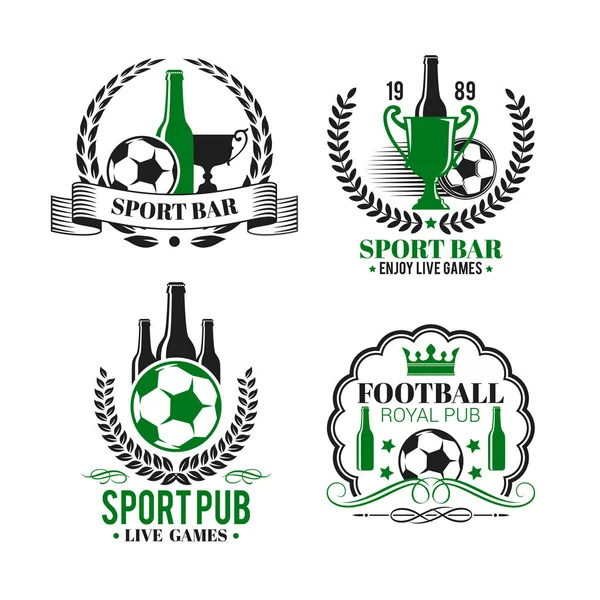 Vector icons for soccer bar or football sport pub — Stock Vector